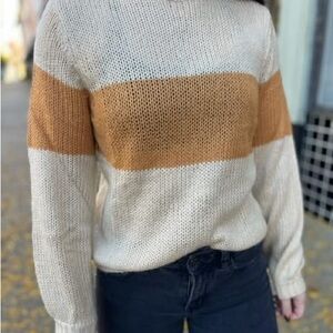 Colorblock Sweater in Cream and Tan